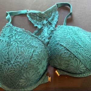 Bra 34 DD Auden turquoise/ teal / green padded / push-up front closure bra 34 E
